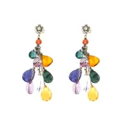 14k Yellow Gold with Multi-colored Gemstones and Diamond Earrings — cella designs