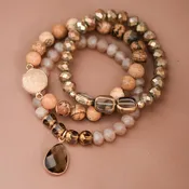 Aidan Boho Beaded Bracelet Set with Mixed Natural Stones