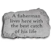 10" Garden Stone - A Fisherman Lives Here