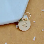 Anchor Charm - circle charm pendant with anchor image