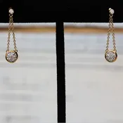 14k yellow gold earrings, diamonds