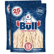 ValueBull Beef Cheek Braid Dog Chews, 5-6 Inch, 50 Count
