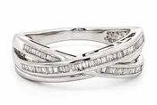 10K White Gold Diamond Crossover Ring