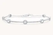 Bracelet 14kt White Gold Diamonds and Halo Diamonds