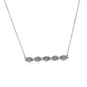 .06 ct. tw. Diamond Cluster Fashion Necklace with Milgrain Detailing and Twist Bar Design in 10K White Gold - 2447550060W
