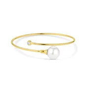 18K Diamond And White South Sea Cultured Pearl Bangle