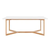 Euro Style Aren 79 Inch Dining Table for 8, White Top, Natural Beech Base