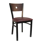 6149 Metal Chair with Silver Vein and Semi Gloss Black Finish with Solid Wood Seat: Nat. or Mah.
