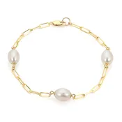 14K Gold Paperclip Chain and Freshwater Pearl Bracelet