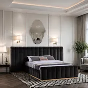 Amara 117" Black Velvet Upholstered Queen Bed