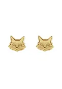 14K Yellow Gold Cat Stud Earrings
