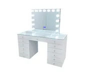 Angelina Glass Top Vanity Station - White