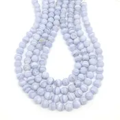 Blue Lace Agate (Natural) Smooth Round Gemstone Beads