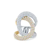 3.70ctw Diamond White and Yellow Gold Swirl Ring