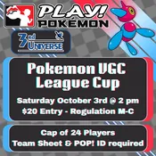 Pokemon VG League Cup October 3rd @ 2pm — 3rd Universe