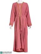 2 Piece Abaya with Golden Bead Lining – Coral | ab851