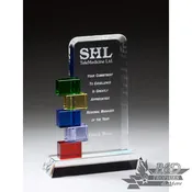 Billboard with Colorful Blocks Glass Award on Clear Base