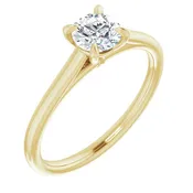1/2 CT Lab-Grown Round Diamond Solitaire Engagement Ring in 14K Yellow Gold
