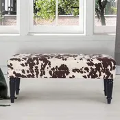 Banc ottoman rectangulaire en tissu imprimé vache Adeco