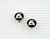 Sigma Pi Phi Round Cuff Links-Sterling Silver/Black — Fourteen Karat Plus, Inc.