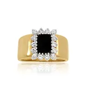 14KT Two-Tone Gold Black Onyx and Diamond Statement Ring