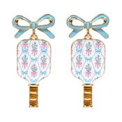Bow Floral Pickleball Paddle Dangle Earrings