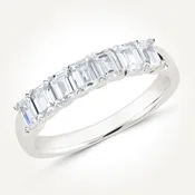 10KT White Gold Seven Stone Emerald Ring 1.05 CT. T.W.