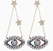 18KT Gold Plated Crystal Eyes and Stars Dangle Drop Earring — CityTrenz Boutique