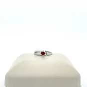 10k White Gold Birthstone Ring - Garnet