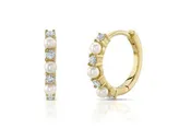 14KY Shy Creation Diamond & Cultured Pearl Huggies, 0.14ctw G/H SI