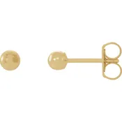 14 Karat Gold Ball Stud Earrings, 3mm
