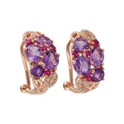14KT Gold Amethyst & Pink Sapphire Earrings