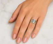 14K Yellow Gold Wide Band Plique-A-Jour Ring