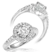 14KT 1.00CT Round Halo Engagement Ring (Complete)