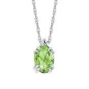 10KT .02CT (1)DIA/7X5 OV PERIDOT PEND