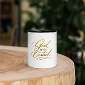 God is in Control White & Gold Mug