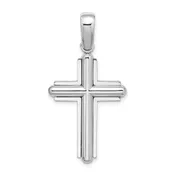 14KT White Gold Beveled Cross