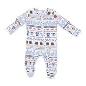 2 Way Zipper Footie-Football Stripe