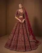 Crimson Gold Embroidered Bridal Lehenga