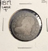 1819 L-9 Capped Bust Quarter, Nicely Circulated. (19623)