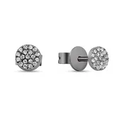 14k Black Gold Round Diamond Stud Earrings