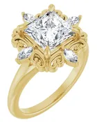 14K Halo Yellow Gold 7 x 7 mm Square Halo-Style Engagement Ring. 126635:436:P