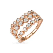 3 Layered Bezel Diamond Wave Ring