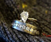 Diamond Ring & Clear Stone Ring Set