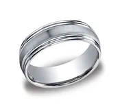 14K White Gold 7.5mm Carved Design Band