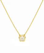 14K Gold Mother of Pearl Flower Necklace