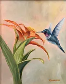 “Lilly” Original Hummingbird Oil Painting by K. Marie | Fine Art — Ferguson’s Frame & Gallery