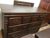 8-dwr Carved Dk Wood Dresser w/ Mirror