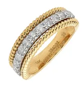 14K Gold Wedding Band with 13 Diamonds - Elegant 0.72ct V49410
