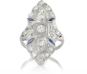 0.75CTTW Diamond and .20CTTW Sapphire Art Deco Platinum Ring